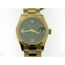 Rolex Datejust 31 ref. 278278-0004 oro giallo 18kt Malachite 6/9 diamanti President nuovo